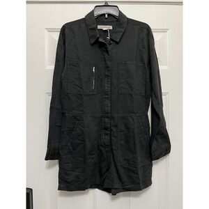 NWT Outerknown Jumpsuit Womens‎ Small Black Short Linen Blend Zip Boho Preppy